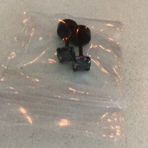 Flat back earrings, dark stone